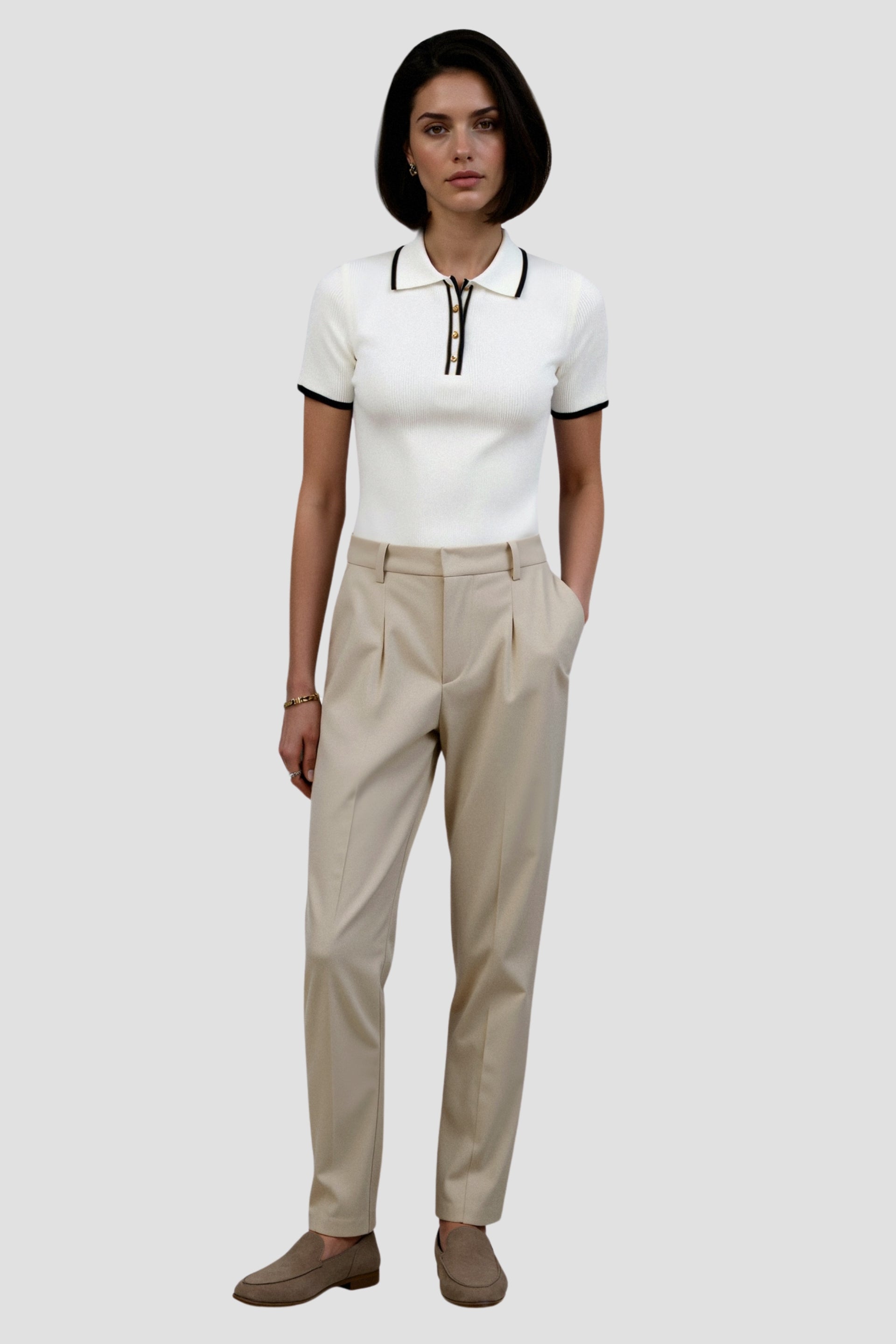 NOBA Contrast Elegant Trim Button Up Polo